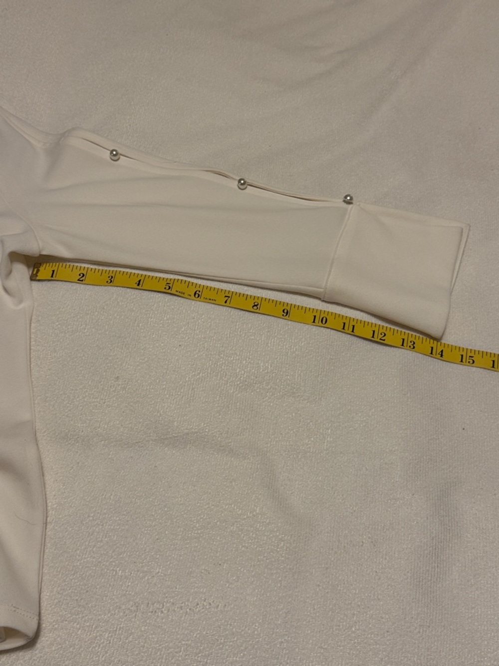 Ann Taylor Factory Cream Boatneck Long Sleeve Top with Pearl Sleeves - Picture 6 of 7